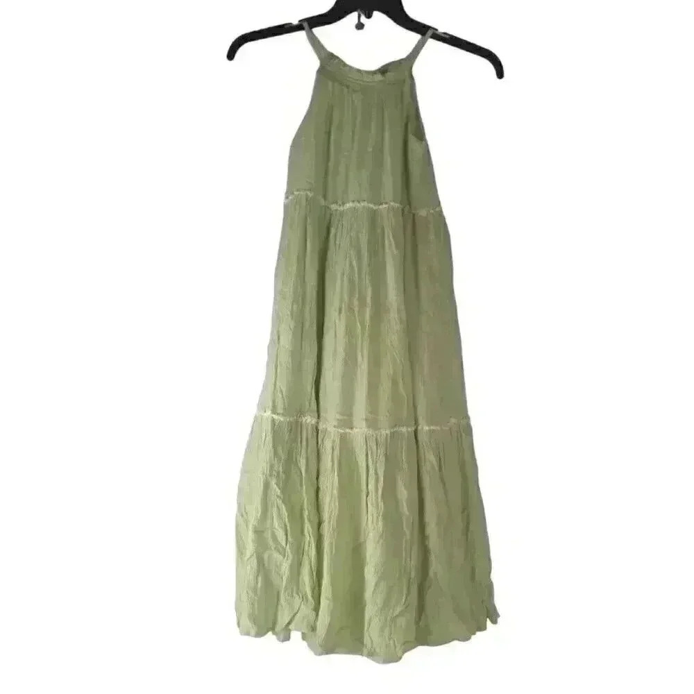 Rachel Zoe Women's Sleeveless High Neck Green Boho Dress sz 8‎